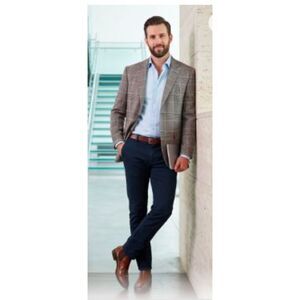 David Chu Men's Tailored Prince of Wales Glen Plaid Blazer Jacket 40 R